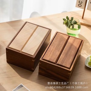 Solid Wood Tissue Box Double Sided Storage For Living Room Home Study Tea Room Decorative <b>Ornament</b> - Product Image 3