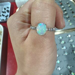 وصل حديثًا من الفضة الإسترلينية ، خاتم إصبع قابل للتعديل ، أحجار كريمة خام بيضاوية لتزيين المجوهرات - Product Image 2