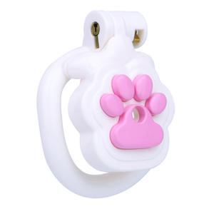 Jaula de Castidad de Resina con Diseño de Pata de Gato Rosa, Dispositivo de Castidad para Hombres, Jaula para Pene Cómoda para Principiantes, para BDSM y Crossdressing - Product Image 1