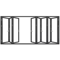 Accordéon interne moderne verrouillable coulissant Pared De Cristal Plegable Double Low-e Portes de patio en verre cloison de bureau
