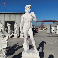 Décoration extérieure classique, sculpture de David en marbre grec et romain sculptée à la main en pierre naturelle
