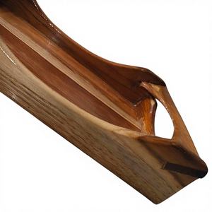 Plateau de service rectangulaire en bois peint à la main, finition premium, durable, écologique, personnalisé, pour les fêtes, les repas de luxe, l'organisation d'objets - Product Image 1