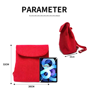 Zaini da <span class=keywords><strong>donna</strong></span> alla moda in velluto a coste <span class=keywords><strong>rosso</strong></span>, stile coreano, personalizzabili, impermeabili, di grande capacità, casual, per viaggi e laptop - Product Image 3