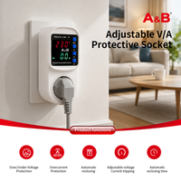 A&B PSVA2-16 16A 230V AC Prise monophasée en matériau PC avec protection réglable contre la tension/le courant et affichage numérique
