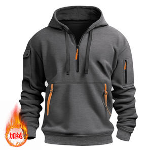 Sudadera con capucha de forro polar para hombre, estilo europeo, con múltiples cremalleras, para deporte y ocio, a la moda y cómoda. - Product Image 5