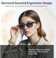 Lunettes de soleil intelligentes E03 avec traducteur IA pour plus de 150 langues, longue autonomie, protection UV, étanches IPX5