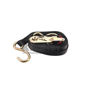 Sangles d'attache à cliquet en polyester de 25mm Crochet en S en acier galvanisé 1980lbs Résistance à la rupture Sécurité du transport de marchandises pour une gestion sécurisée - Product Image 2