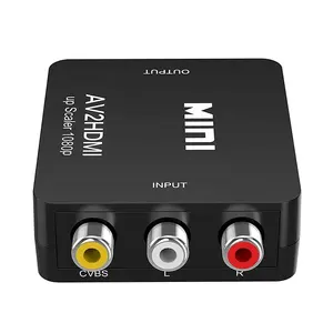 Konverter Video Audio HDMI Ke AV HDMI Ke RCA Ukuran Mini 1080P HDMI2AV Hitam Putih