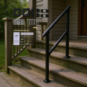 Kit de Barandilla de Acero Velor, Tubo Cuadrado Negro, Barandillas para Escaleras Exteriores, Fácil Instalación, Diseño Moderno - Product Image 2