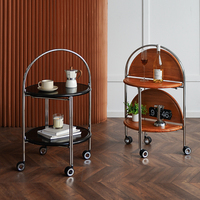 Table basse pliable à roulettes avec plateau en bois de caoutchouc de qualité AA et structure en acier inoxydable pour salon, chambre, petit espace, restaurant