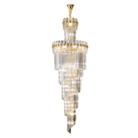 Lustre en cristal moderne en fer forgé à LED, style européen, pour salon, escalier rotatif, duplex, mini, creux, de taille moyenne