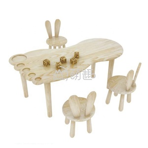Moetry – Table à empreinte pour enfants, chaise de <span class=keywords><strong>lapin</strong></span>, ensemble de chaise de Table en bois, en bois massif - Product Image 2