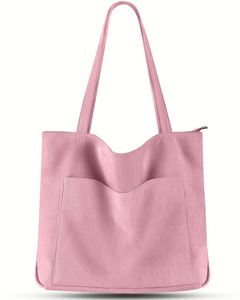 Cute Corduroy Tote Bag Shoulder <b>Handbags</b> for Women Travel Shopping - Product Image 1