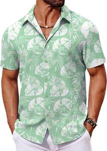 Men's <b>Half</b>-Sleeve Aloha <b>Shirt</b> Stand Tropical Floral Print <b>Button</b> Beach Top Customizable Summer Casual Hawaiian Resort Wear - Product Image 4