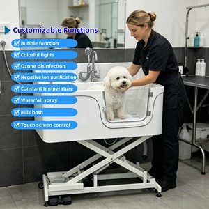 Baignoire multifonctionnelle pour animaux <span class=keywords><strong>de</strong></span> compagnie PAT PET en acrylique avec pédale <span class=keywords><strong>de</strong></span> levage, <span class=keywords><strong>bain</strong></span> à bulles, désinfection à l'ozone et lumière colorée pour le toilettage des animaux - Product Image 2