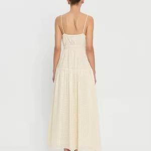 Vestido Maxi de Lino Tartán de Alta Calidad para Mujer, Estilo Bohemio Personalizado, Patrón de Parches Tejidos, Casual y Moderno para el Día a Día - Product Image 4