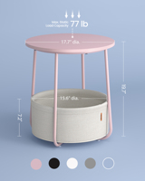 Table basse ronde moderne VASAGLE, petite table d'appoint avec panier en tissu pour salon