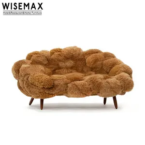 WISEMAX FURNITURE moderno creativo moderno di lusso design semplice peluche divano multiplo piede in legno massello Hotel Villa divano per il tempo libero
