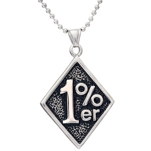 Color plata Acero inoxidable geométrico Outlaw One Percenter 1% ER collar 24 pulgadas cadena motocicleta motorista hombres Punk joyería - Product Image 6