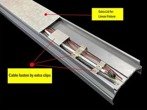 Nouveau <span class=keywords><strong>luminaire</strong></span> linéaire modulaire en aluminium de 100 mm de largeur, joint sans fin, <span class=keywords><strong>luminaire</strong></span> 2 en 1 avec gouttière pour câbles, forme rectangulaire longue - Product Image 3
