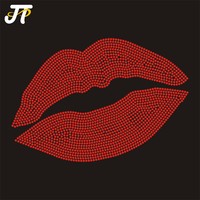 Transfert de strass motif lèvres, décoration en cristal thermocollant 10 mm, diamant brillant, logo personnalisé pour vêtements