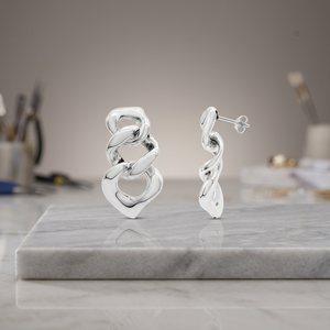 Boucles d'oreilles tendance à maillons épais en argent sterling 925 - Product Image 2