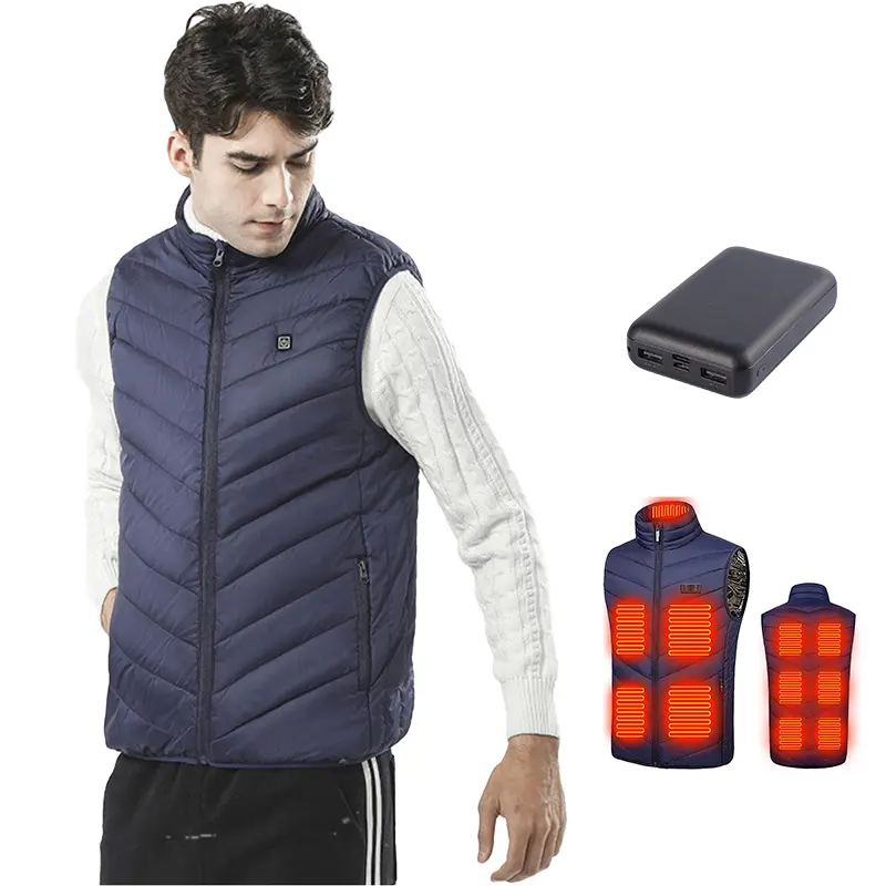 Custom 11 Zones USB Charge Body Warmer Electric Battery Pack Heated Vest for Men