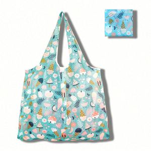 Design Wholesale Large-capacity <b>Folding</b> Shopping Bagscreative Portable Printed Handheld Storage <b>Bags</b> - Product Image 5