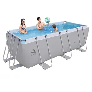 Metal Frame Swimming Pool Giant Outdoor Rectangular Above Ground Pool for Family