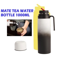 Venta caliente 1.0L Yerba Mate Argentina Termo Doble pared Taza de vacío de acero inoxidable Termos Frasco Botella de agua con asa