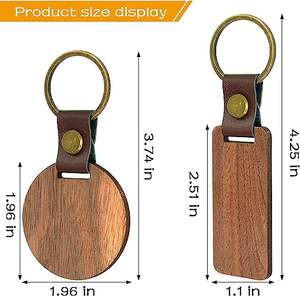 Vente en gros de porte-clés en bois de bonne qualité, porte-clés gravés et découpés au laser, cadeau d'anniversaire, porte-clés en cuir véritable - Product Image 6