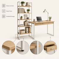 Bureau blanc avec étagère, design minimaliste et moderne