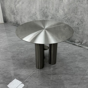 Tavolino da Caffè Moderno di Lusso con Finitura a Specchio Lucido in Acciaio Inossidabile, Base Cilindrica Resistente, Arredamento per Soggiorno - Product Image 4