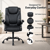 Chaise de bureau contemporaine en cuir pour ordinateur à domicile, pivotante à 360° avec accoudoirs réglables