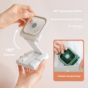 Ventilador de Cuello Portátil Ligero de 195g, Plegable, Manos Libres, con Soporte para Teléfono Móvil, Banco de Energía de Emergencia de 3000mAh - Product Image 1