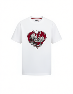 T-shirt stampata unisex Yobra con design a cuore e teschio, in cotone, a maniche corte, casual, girocollo, vestibilità regolare, taglie S-XXXXL - Product Image 1