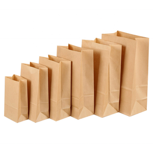 Custom Recyclable Brown Kraft Paper Bags Paper Storage Bread Candy Party Lunch Flat Bottom Paper Bag Takeout Bags
