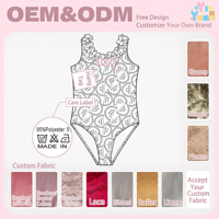 Maillot de bain une pièce pour filles à imprimé pastèque avec bordure florale 3D sur l'épaule, logo couleur personnalisé, maillot de bain de plage personnalisé pour enfants