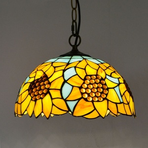 LongHuiJing Stained Glass Pendant <b>Light</b> with 1 <b>Light</b> in Sunflower Patterned Shade - Product Image 2