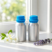 Bouteille d'huile essentielle en aluminium poli de 250 ml, bouchon bleu ciel, parfum marin, anti-UV, vente en gros OEM