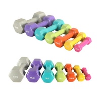 Haltères hexagonaux en fonte bon marché pour fitness, 3lb 5lb 8lb 10lb 12lb, ensemble d'haltères colorés pour la maison, poids à main durables en vinyle