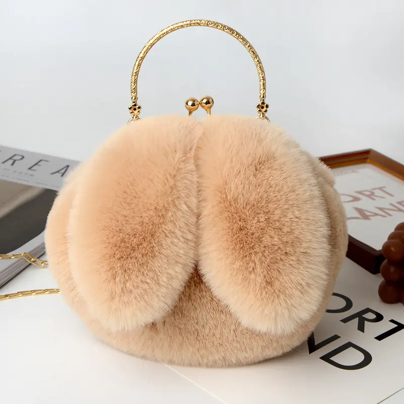 Peluş Tote çanta noel toz geçirmez kadife hava açık Crossbody kadın tavşan peluş kılıfı omuzdan askili çanta