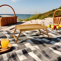Multifunktionaler Klappbarer Lackierter Einzel-Serviertisch aus Bambus als Betttablett für Sofa, Schlafzimmer und Picknick