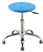 Tabouret de laboratoire antistatique fiable à hauteur réglable, avec pieds en caoutchouc PU conducteur bleu, pour inspection hospitalière et mobilier de salle blanche