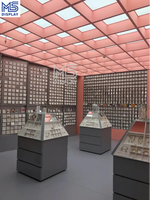 Étagère de présentation de cosmétiques coréens en bois rose personnalisée, avec éclairage LED, étagères pour soins de la peau, durable, de haute qualité, marque Meishi, multi-marques