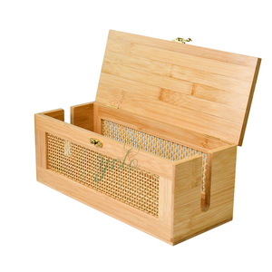 กล่องไม้ไผ่วางโต๊ะพร้อมฝาปิด, กล่องจัดระเบียบสายไฟ - Product Image 4