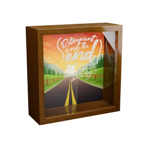 Hucha para adultos, caja de sombra de fondo de luna de miel de madera cuadrada, Banco de Ahorro de dinero para <span class=keywords><strong>viajes</strong></span> y vacaciones, marco de fotos, artesanías de madera - Product Image 1