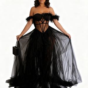 Vestidos de malla sin mangas con cuello cruzado para mujer, a la moda - Product Image 4