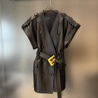 Manteaux en cuir sans manches ODM OEM, veste en cuir d'agneau véritable, gilet en cuir cintré pour femmes