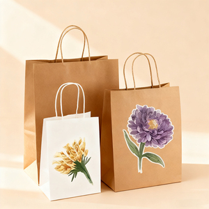 Sacs en papier kraft blanc de luxe personnalisés avec poignées en corde de coton, écologiques, en matériaux recyclés, surface estampée à chaud pour pizzas et sushis - Product Image 3